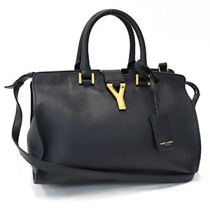 Saint Laurent Cabas Handbag Shoulder Bag Y Line Leather Navy Blue PARIS